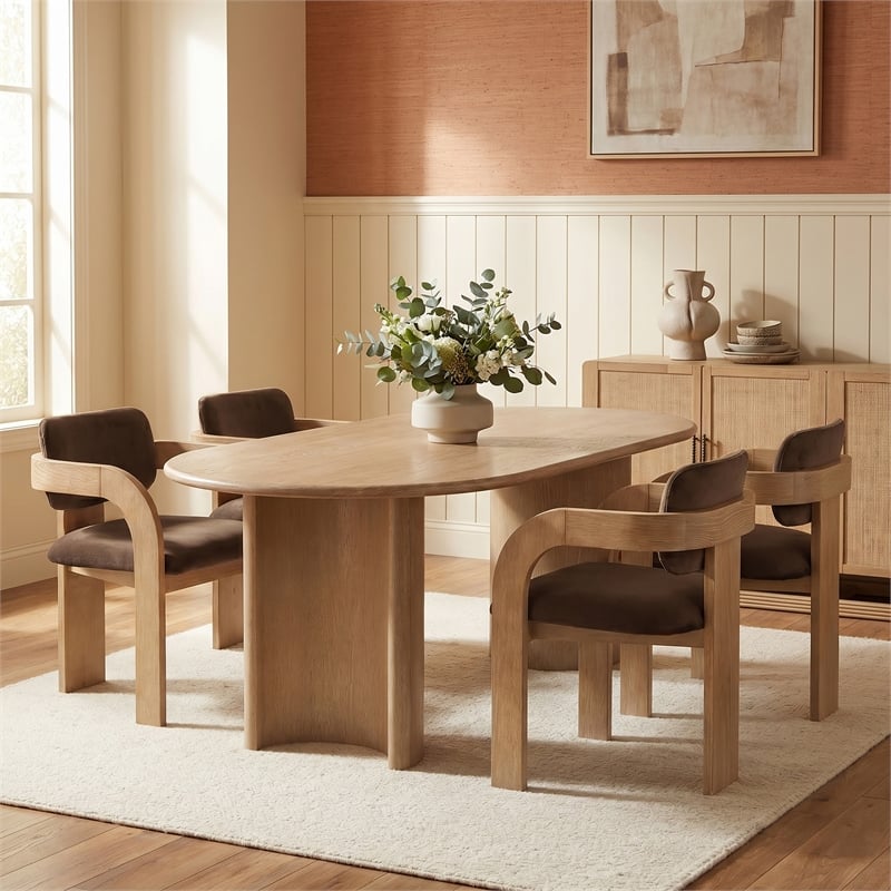 Meridian Furniture Cedra Brown Velvet Performance Fabric Dining Chair (Set of 2)