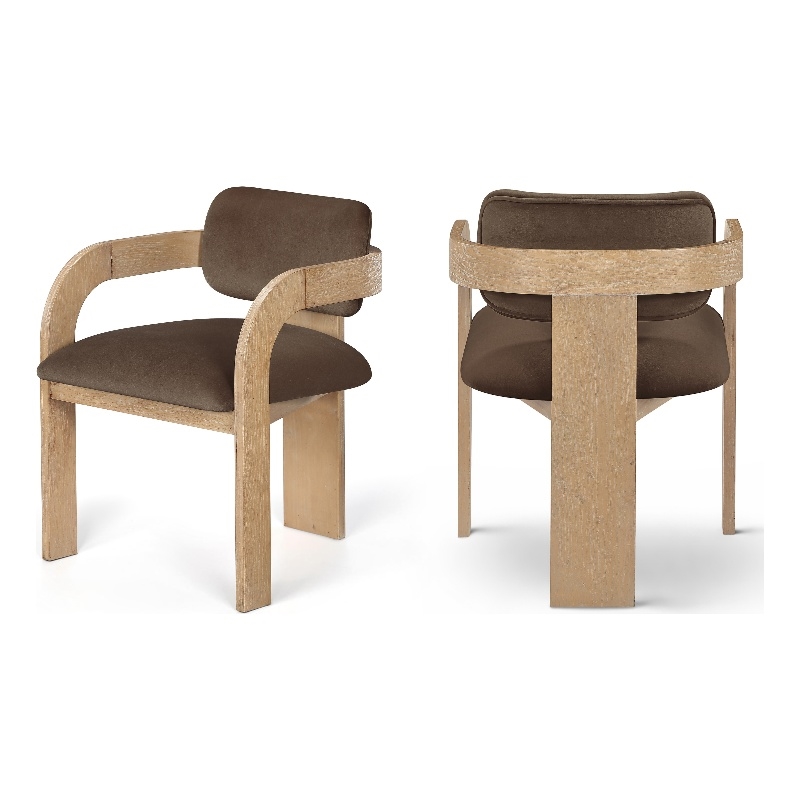 Meridian Furniture Cedra Brown Velvet Performance Fabric Dining Chair (Set of 2)
