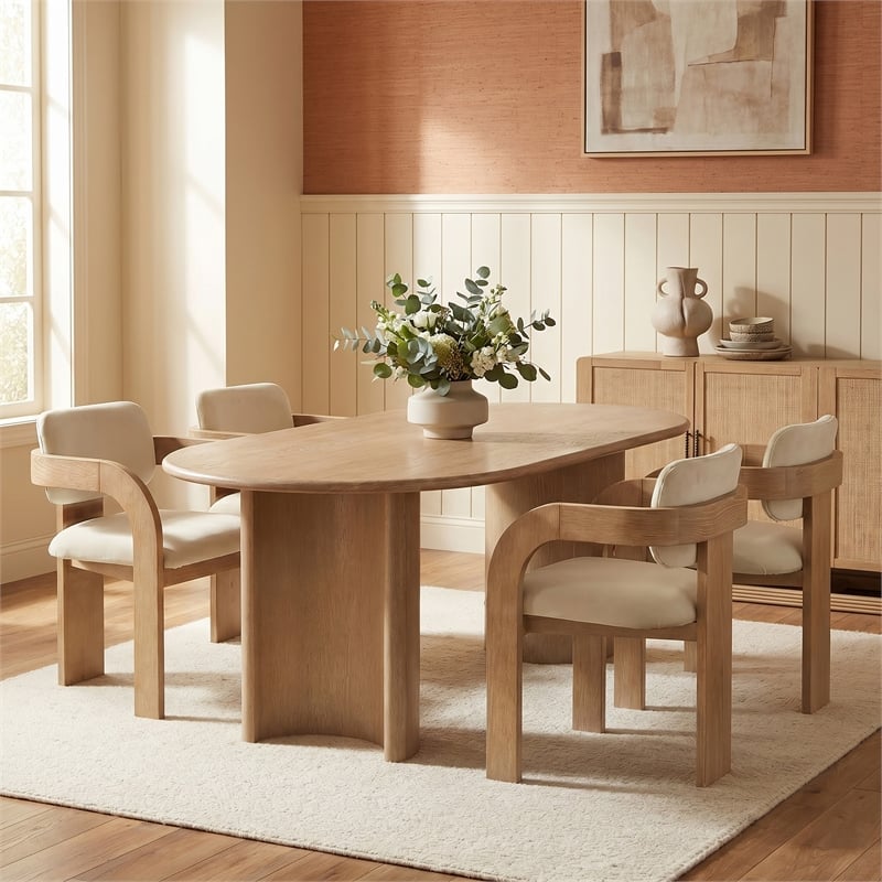 Meridian Furniture Cedra Cream Velvet Performance Fabric Dining Chair (Set of 2)