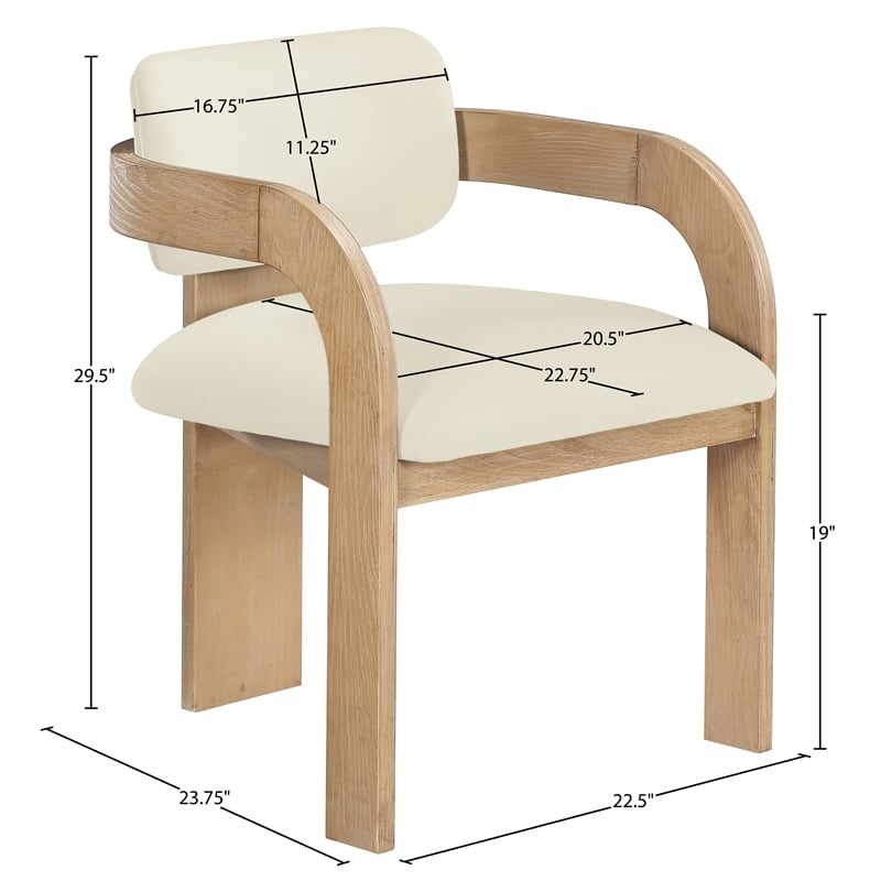 Meridian Furniture Cedra Cream Velvet Performance Fabric Dining Chair (Set of 2)