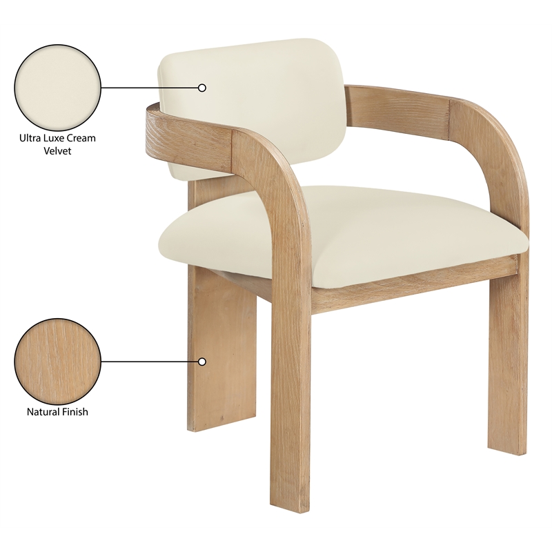 Meridian Furniture Cedra Cream Velvet Performance Fabric Dining Chair (Set of 2)