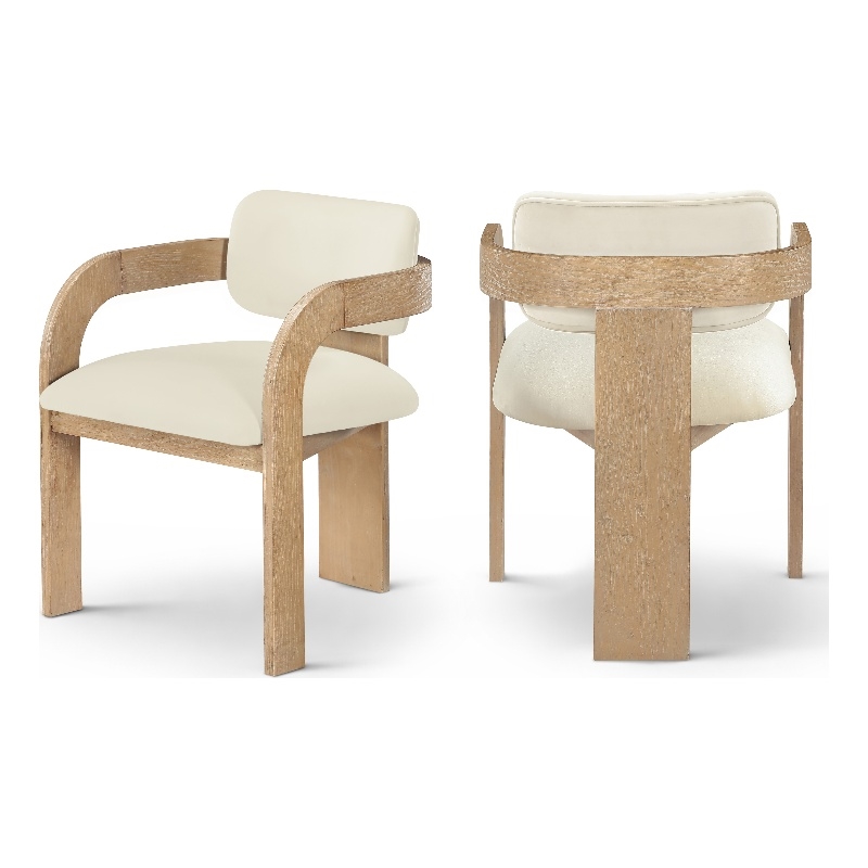 Meridian Furniture Cedra Cream Velvet Performance Fabric Dining Chair (Set of 2)