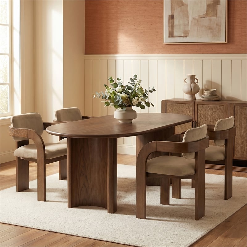 Meridian Furniture Cedra Beige Velvet Performance Fabric Dining Chair (Set of 2)