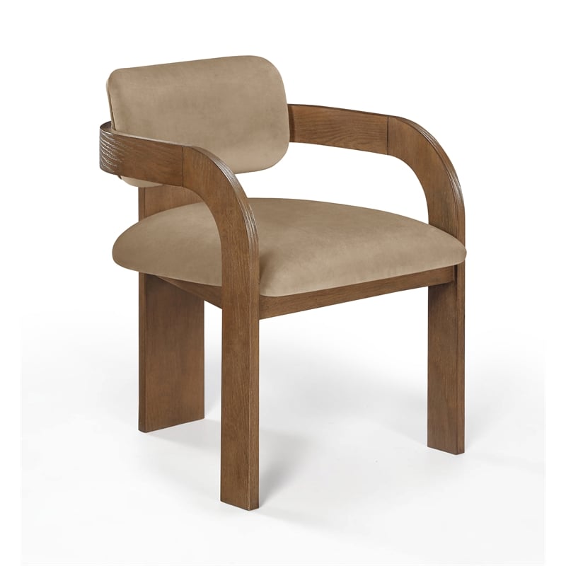 Meridian Furniture Cedra Beige Velvet Performance Fabric Dining Chair (Set of 2)