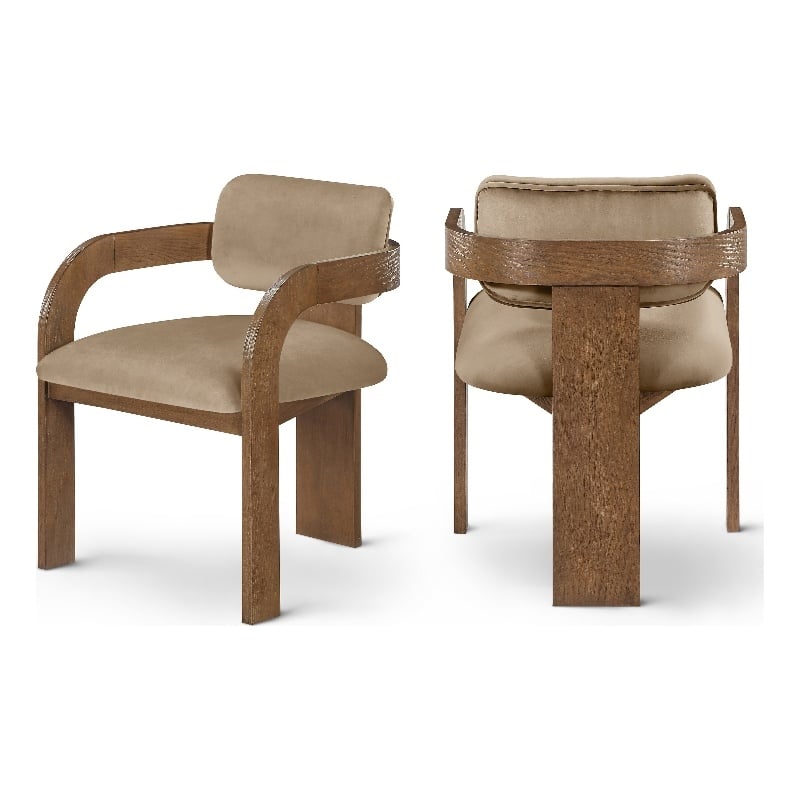 Meridian Furniture Cedra Beige Velvet Performance Fabric Dining Chair (Set of 2)