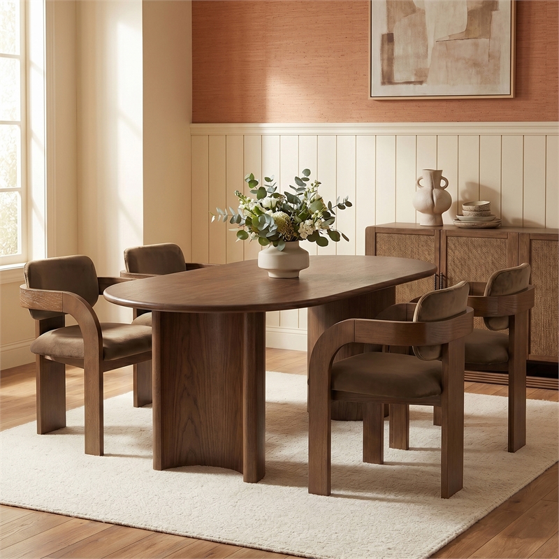 Meridian Furniture Cedra Brown Velvet Performance Fabric Dining Chair (Set of 2)