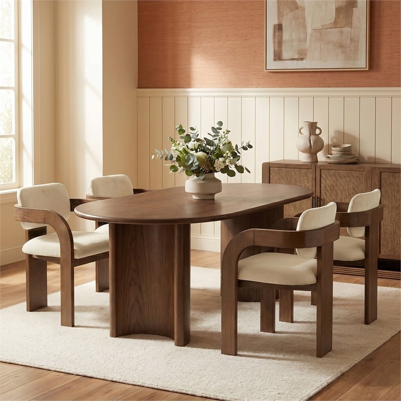 Meridian Furniture Cedra Cream Velvet Performance Fabric Dining Chair (Set of 2)