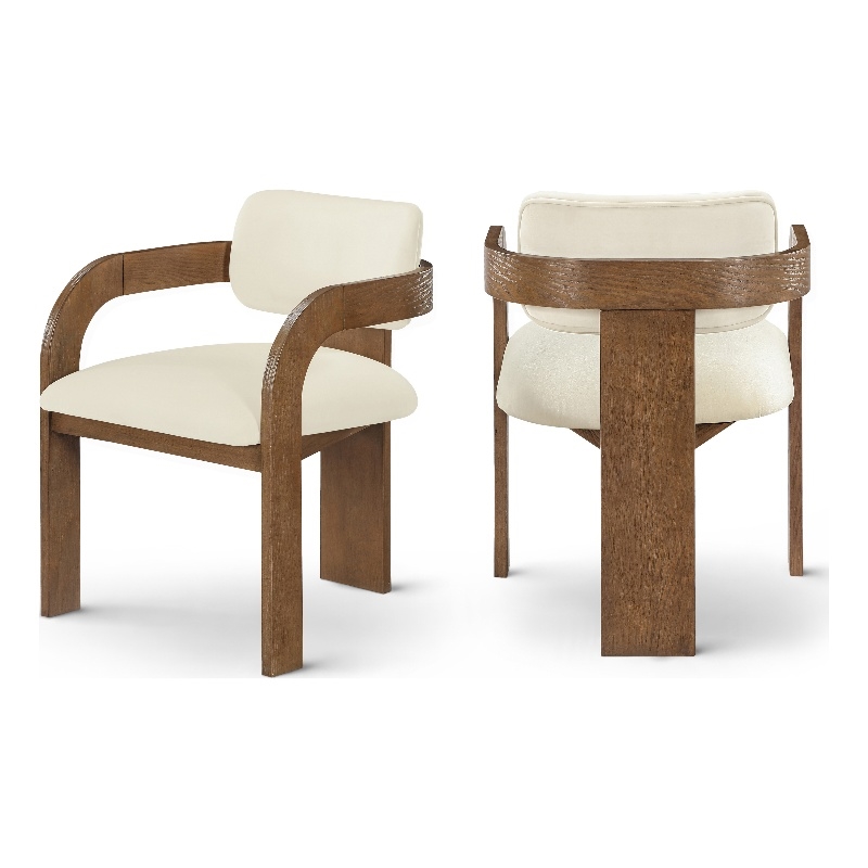 Meridian Furniture Cedra Cream Velvet Performance Fabric Dining Chair (Set of 2)