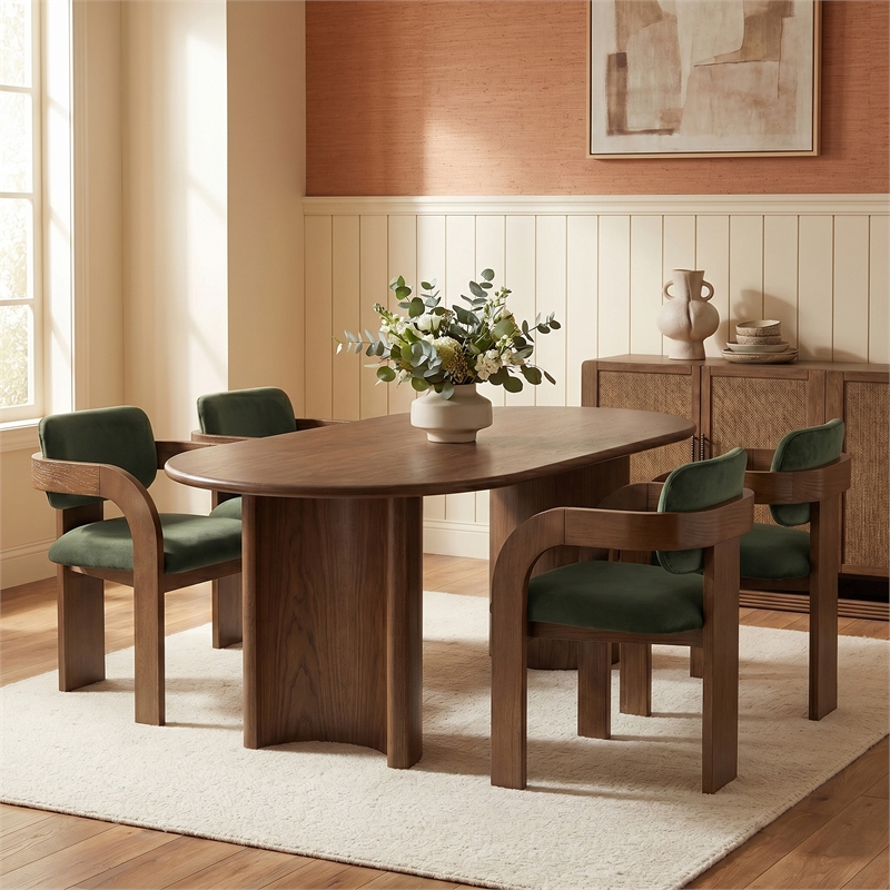Meridian Furniture Cedra Green Velvet Performance Fabric Dining Chair (Set of 2)