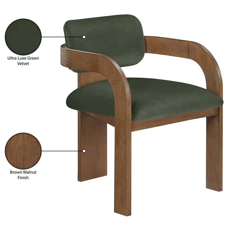 Meridian Furniture Cedra Green Velvet Performance Fabric Dining Chair (Set of 2)