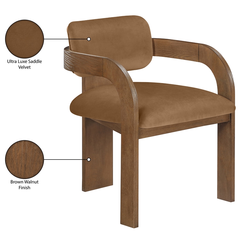 Meridian Furniture Cedra Saddle Velvet Performance Fabric DC (Set of 2)