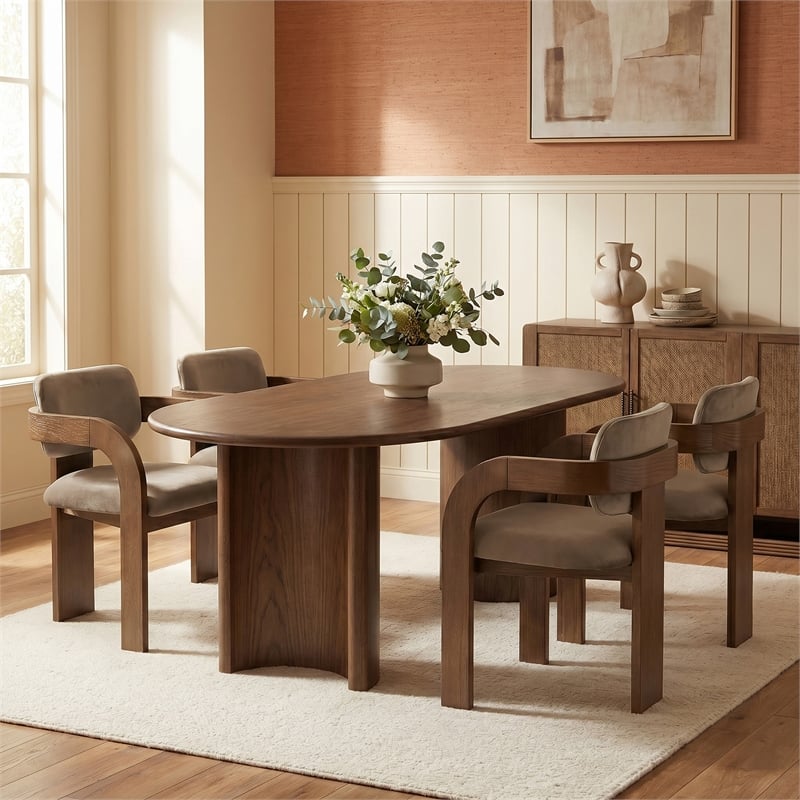 Meridian Furniture Cedra Taupe Velvet Performance Fabric Dining Chair (Set of 2)
