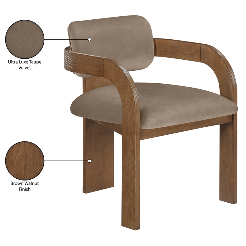 Meridian Furniture Cedra Taupe Velvet Performance Fabric Dining Chair (Set of 2)