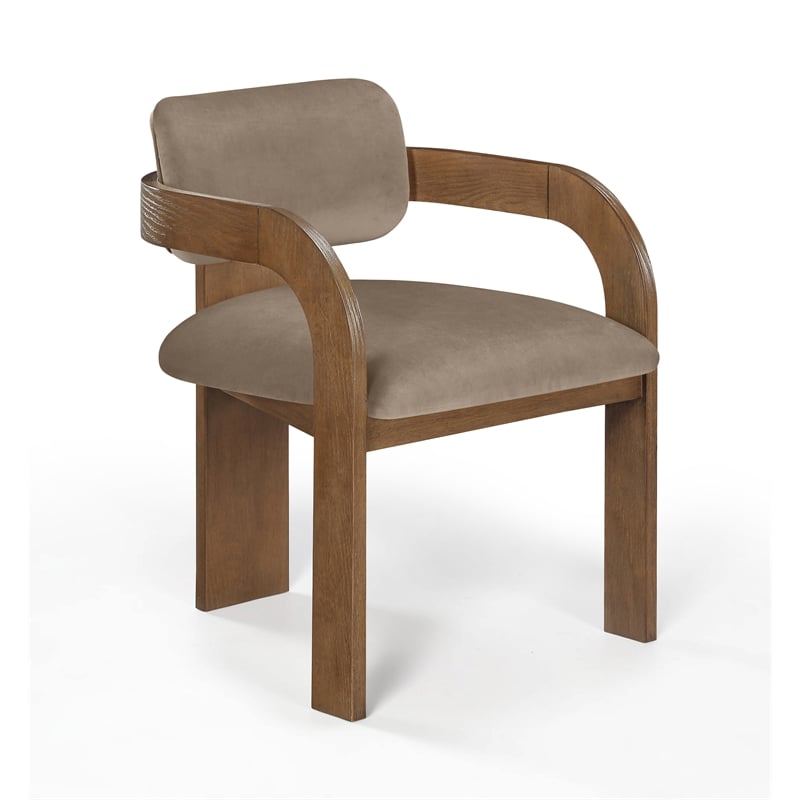 Meridian Furniture Cedra Taupe Velvet Performance Fabric Dining Chair (Set of 2)