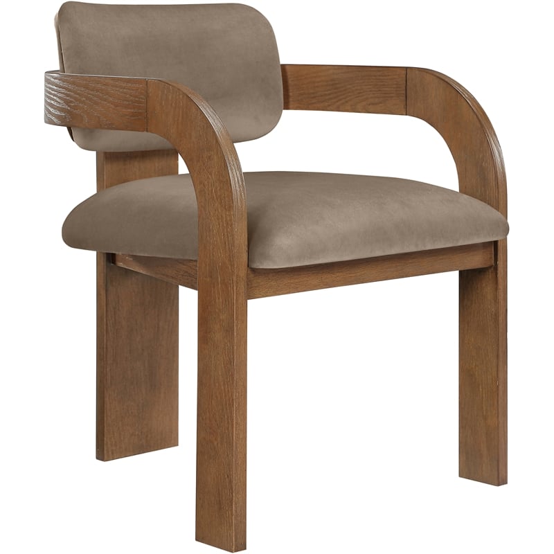 Meridian Furniture Cedra Taupe Velvet Performance Fabric Dining Chair (Set of 2)