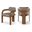 Meridian Furniture Cedra Taupe Velvet Performance Fabric Dining Chair (Set of 2)
