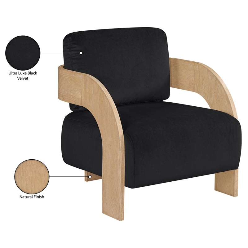 Meridian Furniture Cedra Black Velvet Performance Fabric Accent Chair
