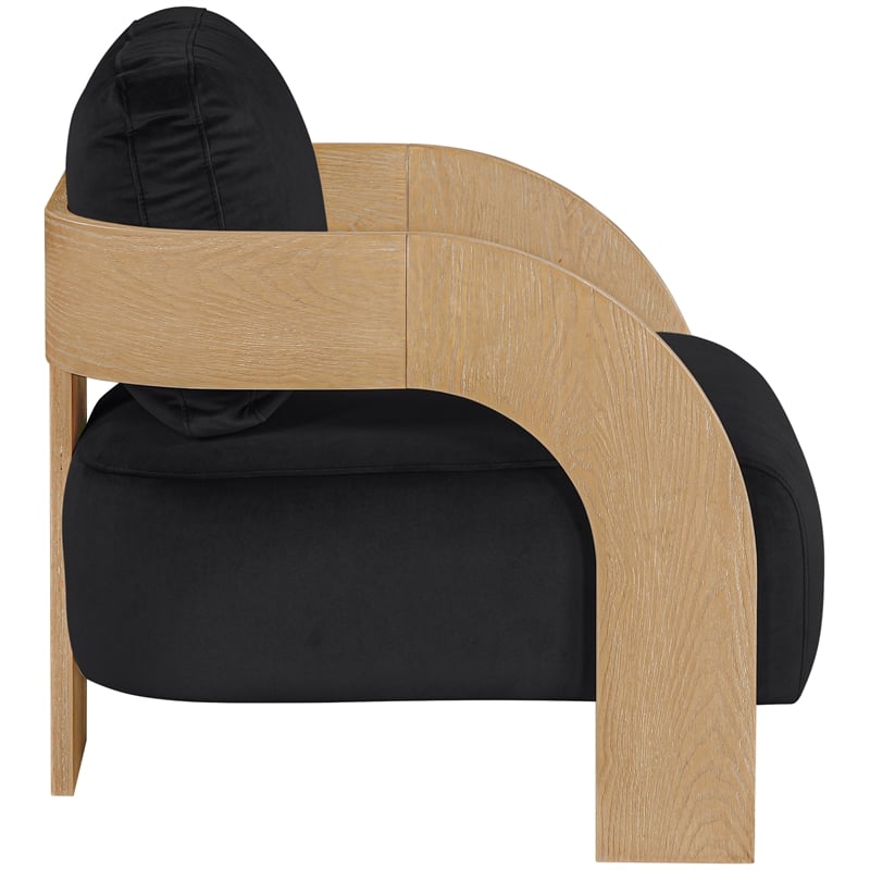 Meridian Furniture Cedra Black Velvet Performance Fabric Accent Chair