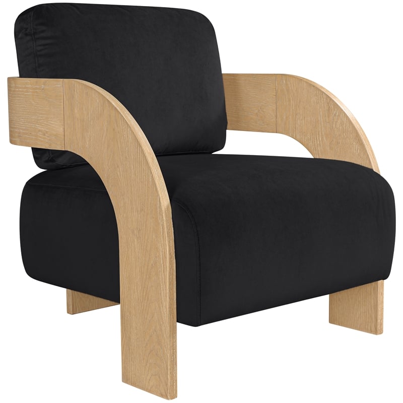 Meridian Furniture Cedra Black Velvet Performance Fabric Accent Chair