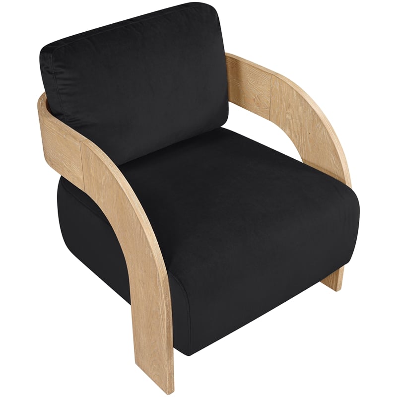 Meridian Furniture Cedra Black Velvet Performance Fabric Accent Chair