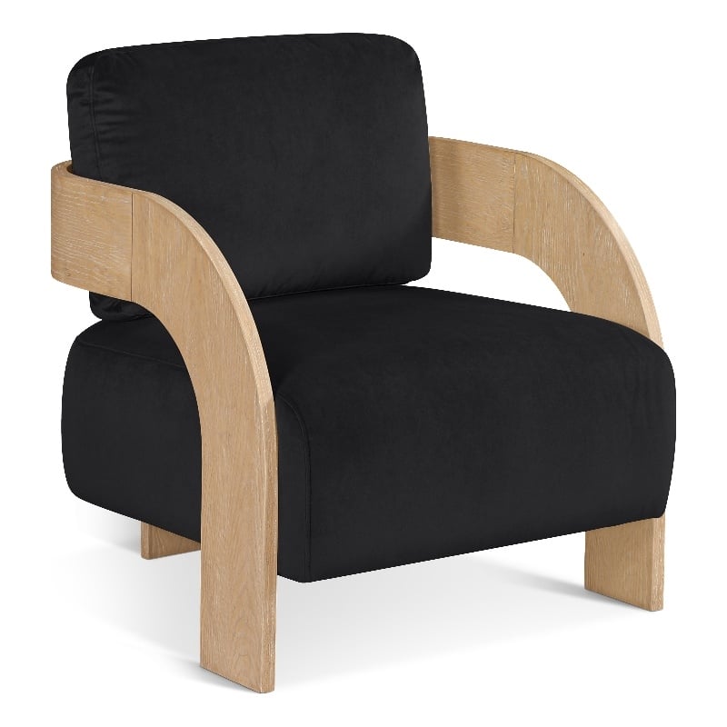Meridian Furniture Cedra Black Velvet Performance Fabric Accent Chair