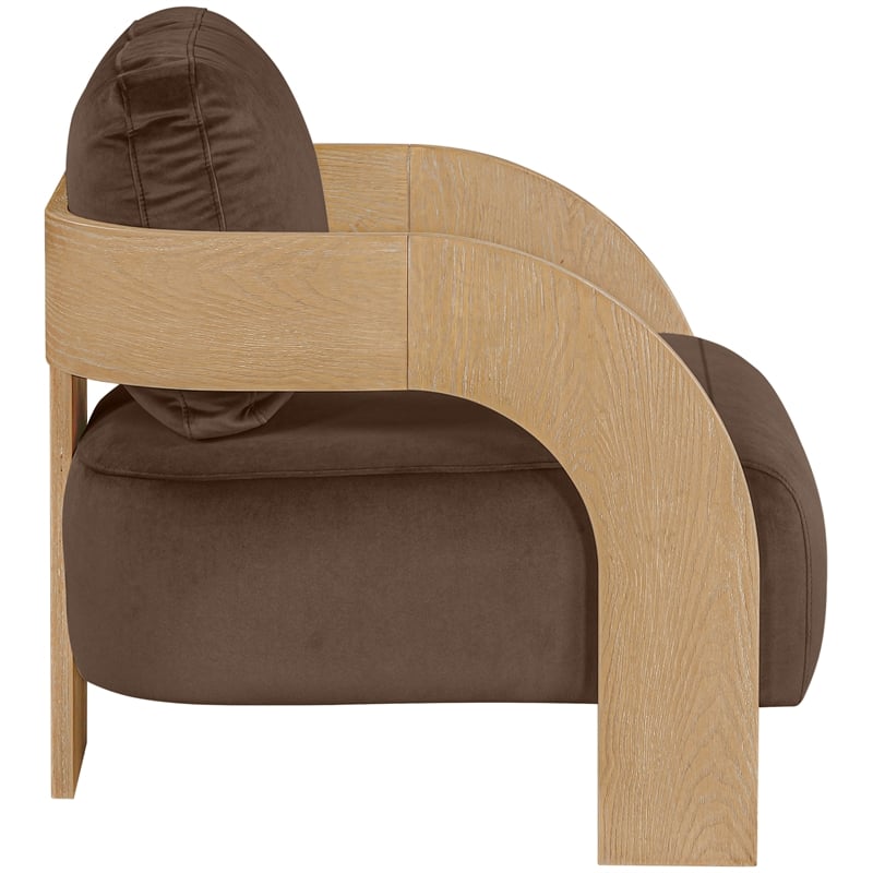 Meridian Furniture Cedra Brown Velvet Performance Fabric Accent Chair