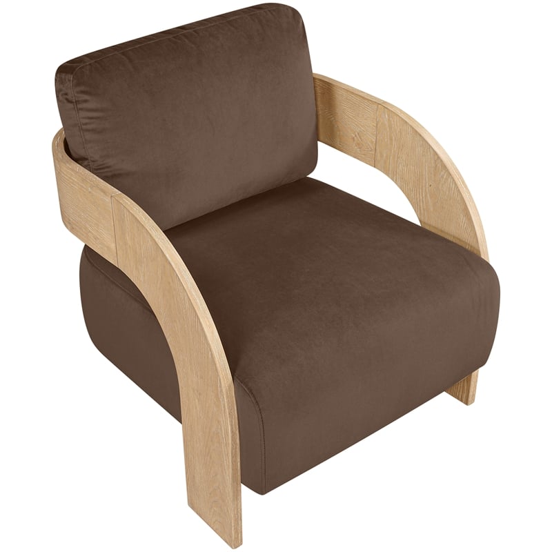 Meridian Furniture Cedra Brown Velvet Performance Fabric Accent Chair