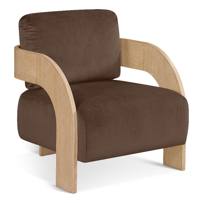 Meridian Furniture Cedra Brown Velvet Performance Fabric Accent Chair