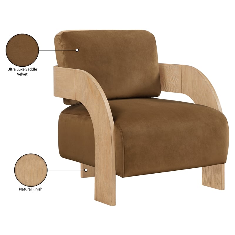 Meridian Furniture Cedra Saddle Velvet Performance Fabric Accent Chair