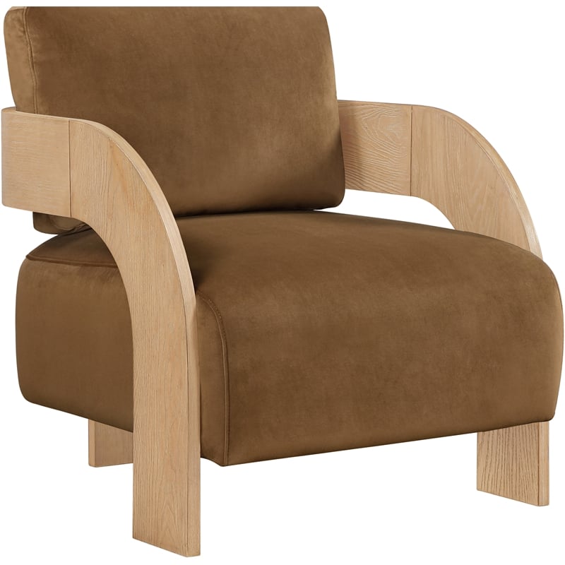 Meridian Furniture Cedra Saddle Velvet Performance Fabric Accent Chair