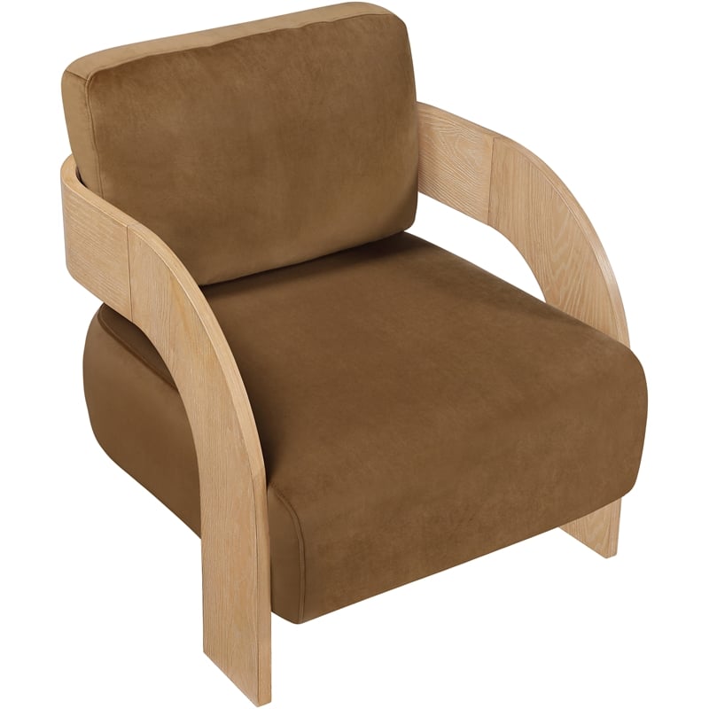 Meridian Furniture Cedra Saddle Velvet Performance Fabric Accent Chair
