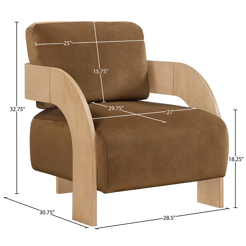 Meridian Furniture Cedra Saddle Velvet Performance Fabric Accent Chair