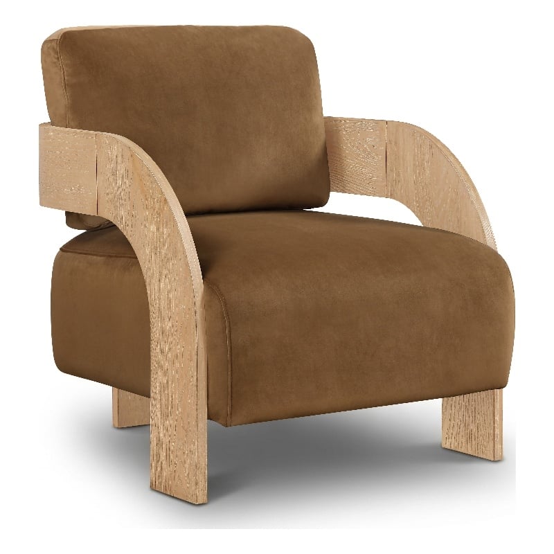 Meridian Furniture Cedra Saddle Velvet Performance Fabric Accent Chair