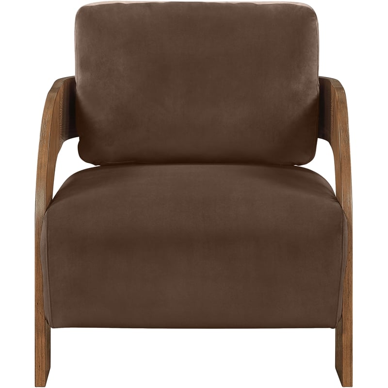 Meridian Furniture Cedra Brown Velvet Performance Fabric Accent Chair