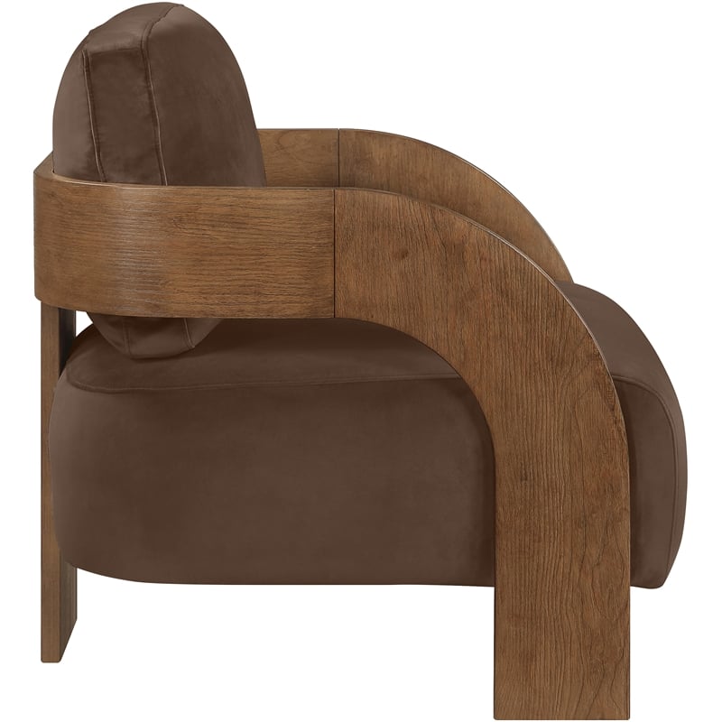 Meridian Furniture Cedra Brown Velvet Performance Fabric Accent Chair