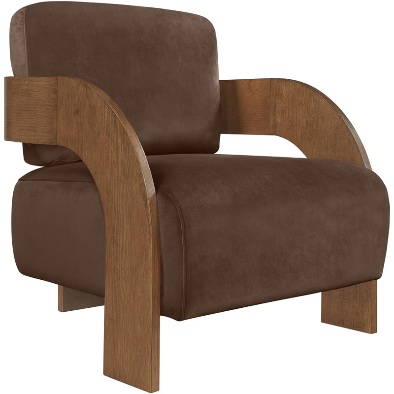 Meridian Furniture Cedra Brown Velvet Performance Fabric Accent Chair
