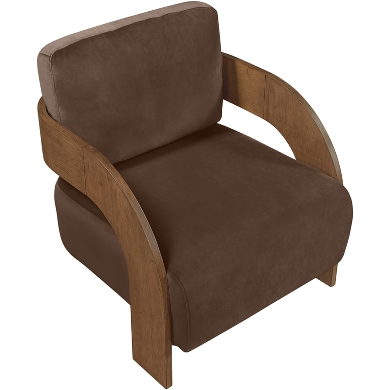 Meridian Furniture Cedra Brown Velvet Performance Fabric Accent Chair