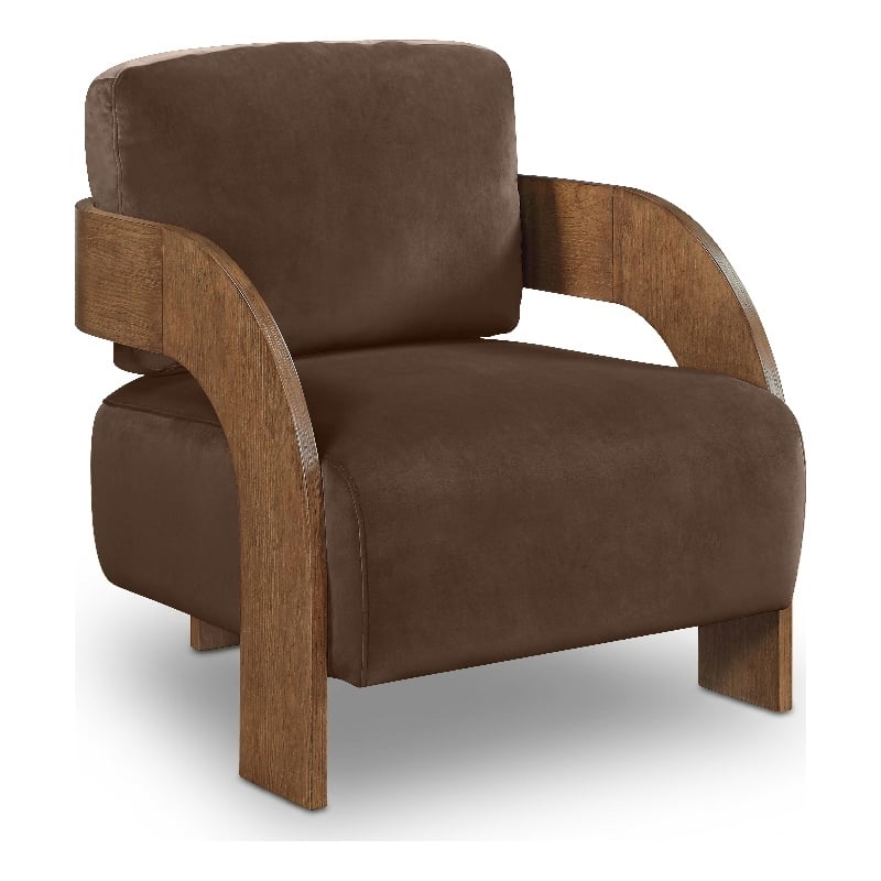 Meridian Furniture Cedra Brown Velvet Performance Fabric Accent Chair