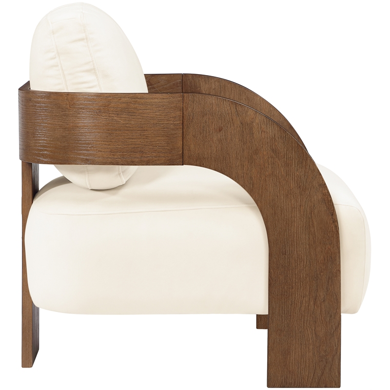 Meridian Furniture Cedra Cream Velvet Performance Fabric Accent Chair