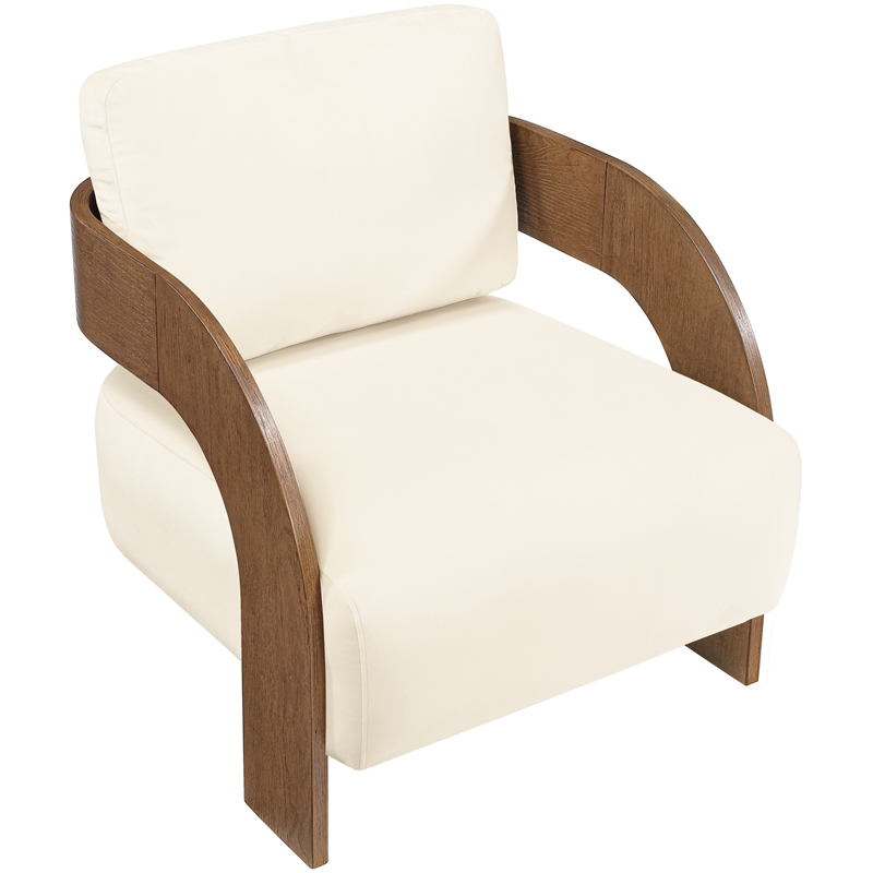 Meridian Furniture Cedra Cream Velvet Performance Fabric Accent Chair