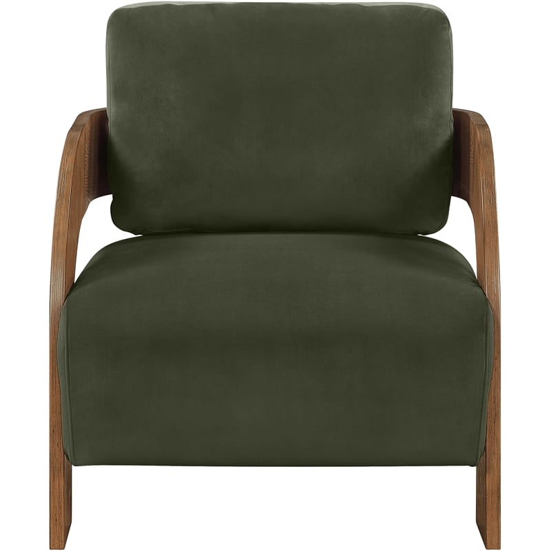 Meridian Furniture Cedra Green Velvet Performance Fabric Accent Chair