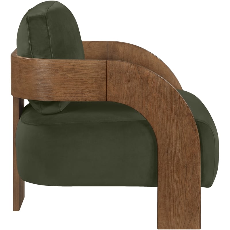 Meridian Furniture Cedra Green Velvet Performance Fabric Accent Chair