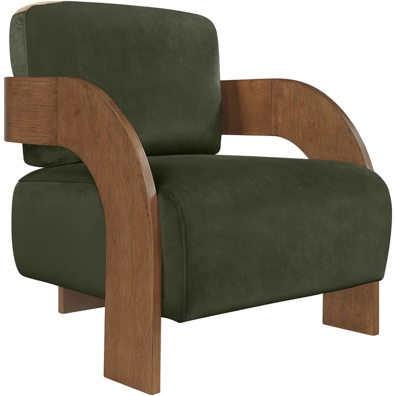 Meridian Furniture Cedra Green Velvet Performance Fabric Accent Chair