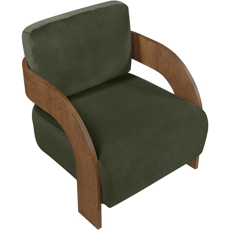 Meridian Furniture Cedra Green Velvet Performance Fabric Accent Chair