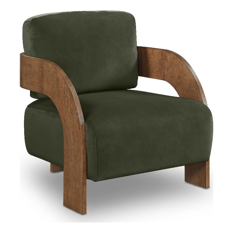 Meridian Furniture Cedra Green Velvet Performance Fabric Accent Chair