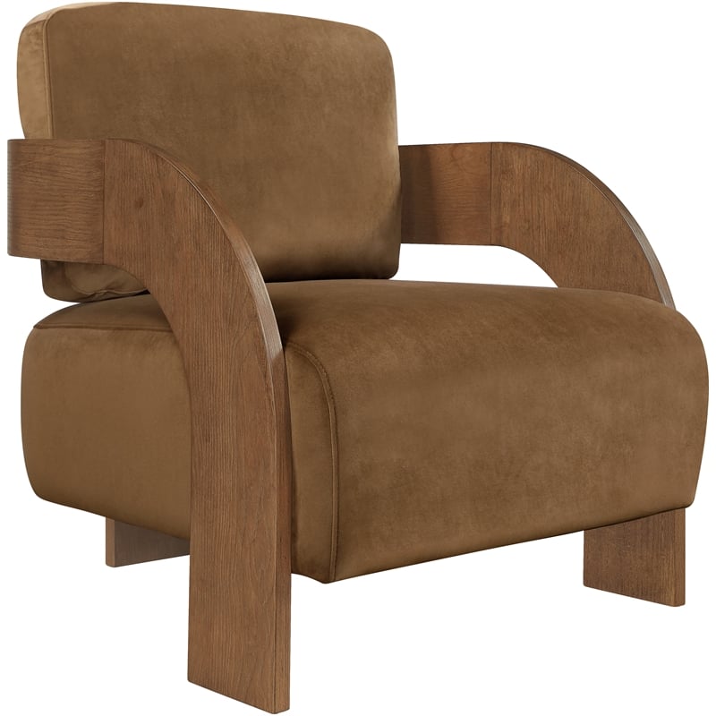 Meridian Furniture Cedra Saddle Velvet Performance Fabric Accent Chair