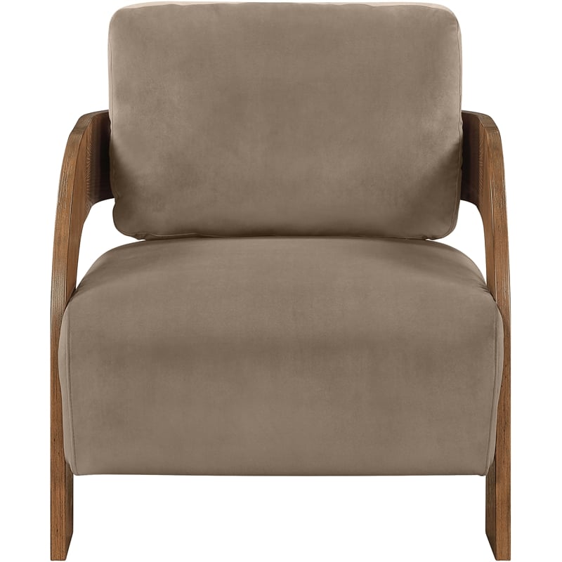 Meridian Furniture Cedra Taupe Velvet Performance Fabric Accent Chair