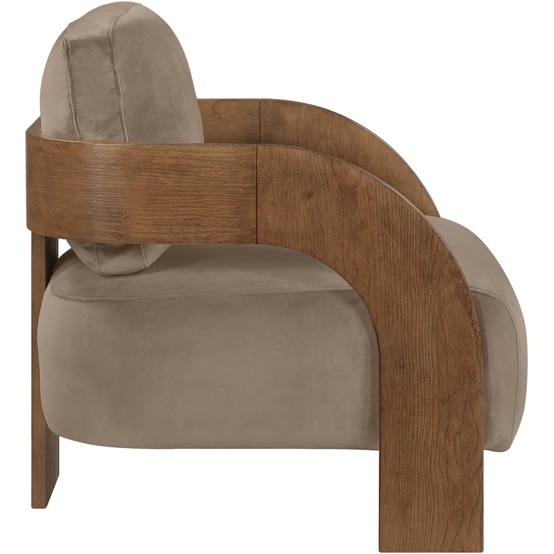 Meridian Furniture Cedra Taupe Velvet Performance Fabric Accent Chair