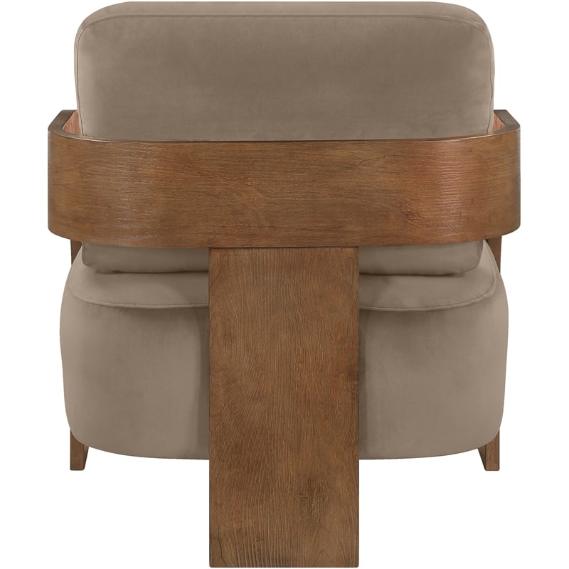Meridian Furniture Cedra Taupe Velvet Performance Fabric Accent Chair