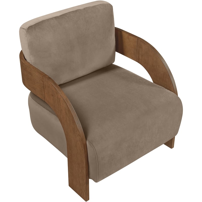 Meridian Furniture Cedra Taupe Velvet Performance Fabric Accent Chair
